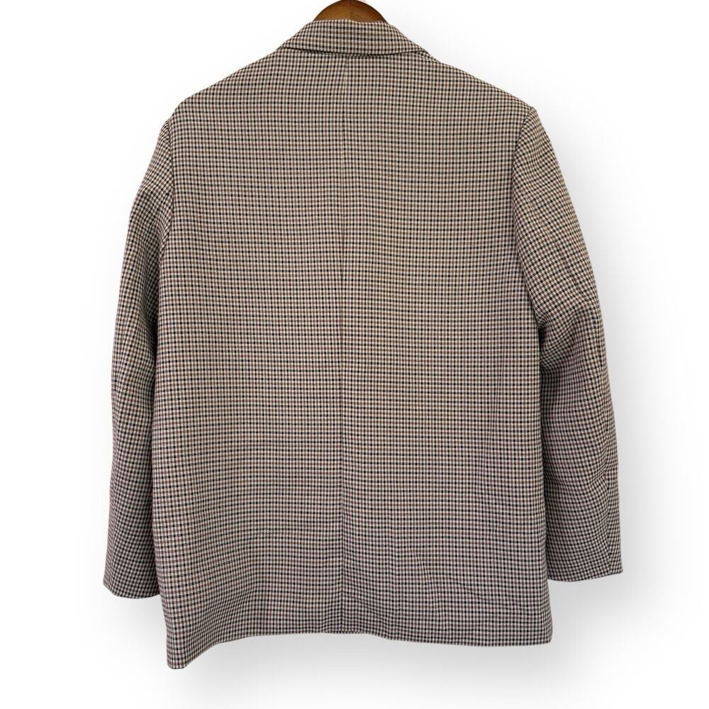 ZARA Houndstooth Double Breasted Blazer Jacket Brown Beige M Dark Academia - Picture 6 of 10